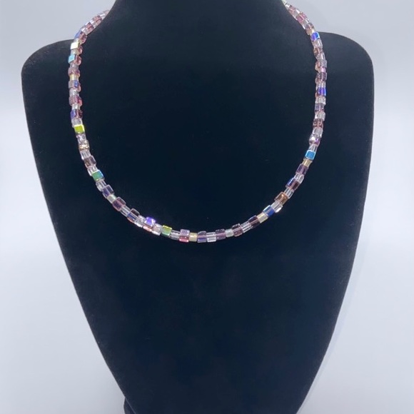 Handmade Glass Cube Bead Necklace & Bracelet Set - Picture 4 of 11